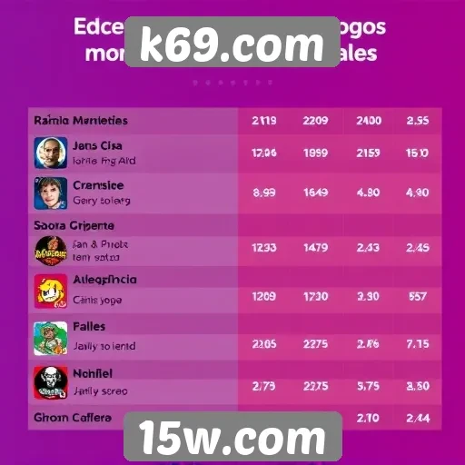 Estatísticas de jogos mais populares no k69.com